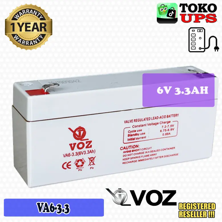 Baterai VRLA AGM Voz 6V 3.3AH Baterai Timbangan