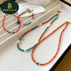 Berlala Fashion Bead Jewelry Set | Set Perhiasan Wanita Kalung Choker, Gelang, Anting Beads Mutiara Manik | Aksesoris Beads Choker, Necklaces, Bracelets Simple