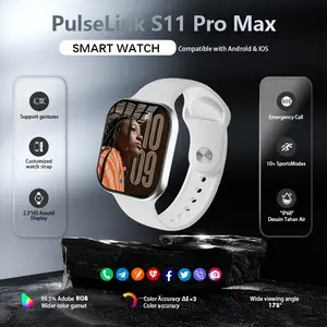 PulseLink Smartwatch Pria Wanita 11 Pro Max 10 Pro Max  Original 2.2" AMOLED NFC GPS Waterproof Bluetooth Call Wireless Charging Free Wallpaper