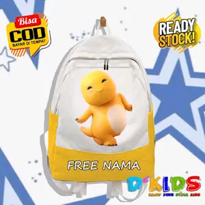 Tas Ransel Anak Animasi Nailong-Backpack Anak Sekolah SD TK PAUD Gambar Dino Kuning Fashion Anak Terbaru Virall Free Nama