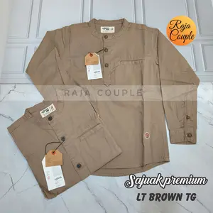 SAJUAK PREMIUM TG KEMEJA KOKO KEMKO COUPLE AYAH ANAK LT BROWN UNTUK IBADAH DAN FORMAL