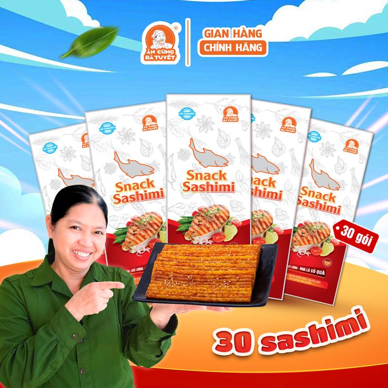   Tặng 1 chân gà  Combo 30 gói snack sashimi - Ăn Cùng Bà Tuyết - Đồ ăn vặt Việt Nam M74 