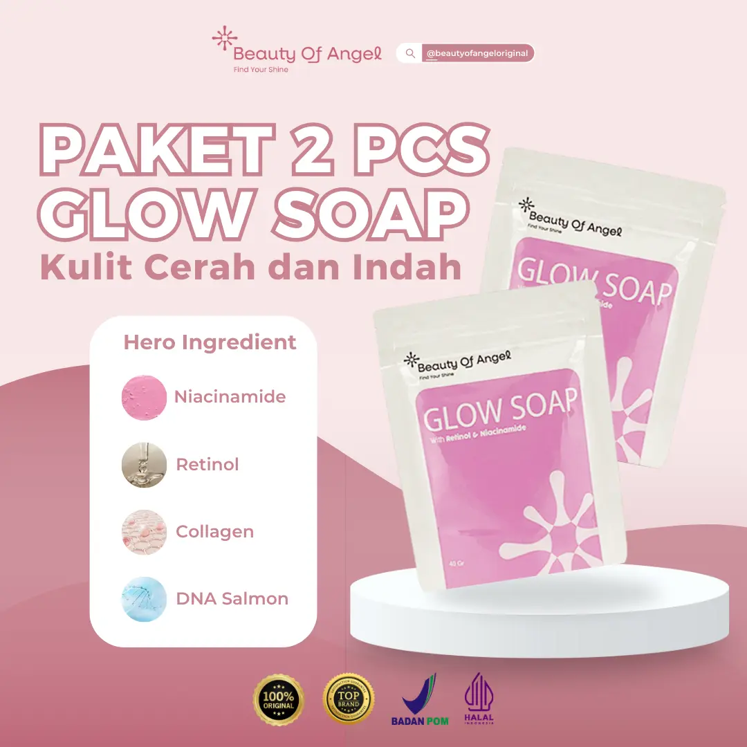 [PAKET HEMAT 2 PCS] Beauty Of Angel Glow Soap Bar Sabun Batang Sabun Antiseptik Glowing Whitening Mencerahkan Kulit Wajah dan Tubuh
