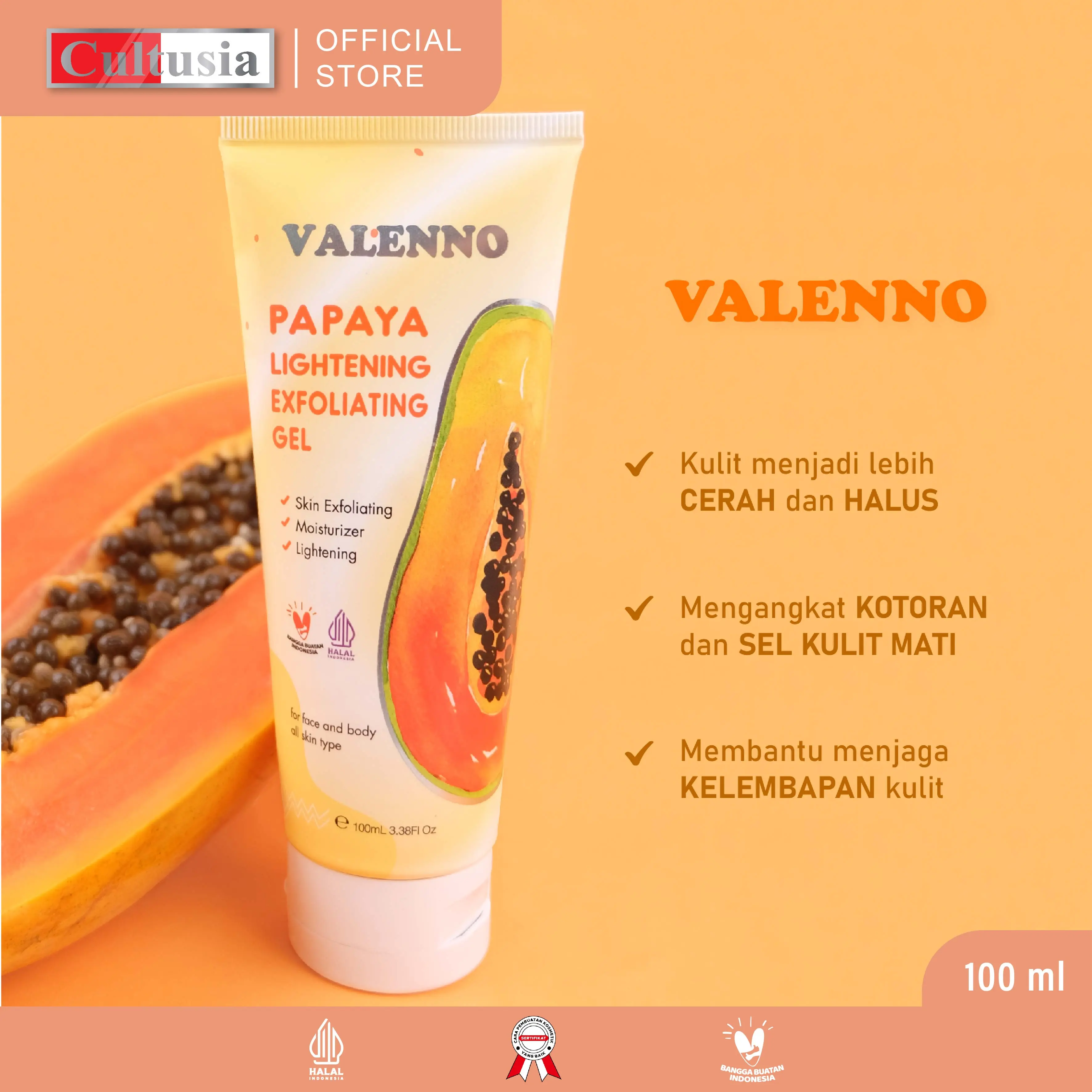 Valenno Lightening Exfoliating Gel Papaya 100 ml