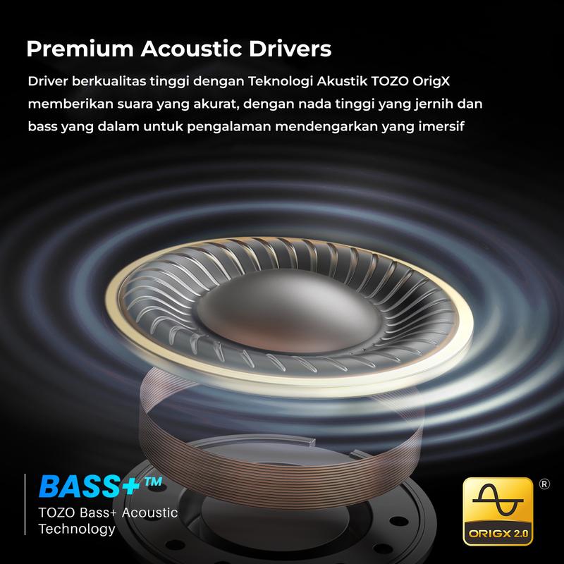 (New launch)Tozo AEROSOUND3 Smart 6 mics Hybrid ANC + AI 4 Mics ENC Clear Calls Wireless Earphone Bluetooth Tws Bluetooth 5.4  Headset IPX5 Deep Bass Stereo Sound 32 EQ Customization via App Crystal Case Design Low Latency Game Mode 8
