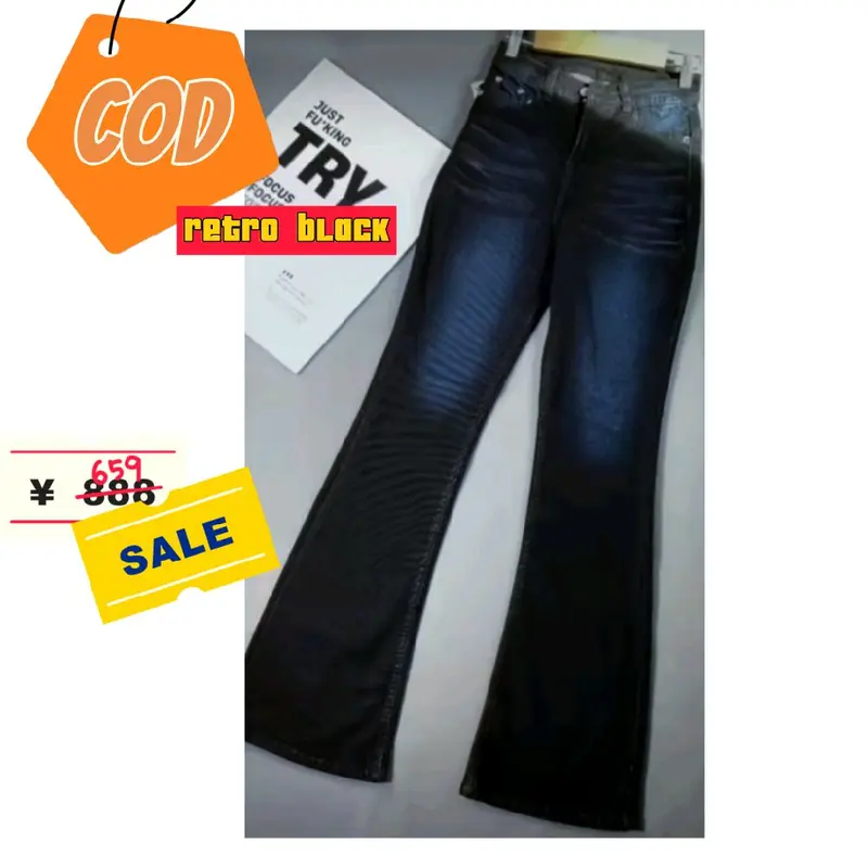 Jeans Wanita Cutbray Highwaist Strech - Model Retro Boyfriend Karet - Panjang, Cewek, Denim 5
