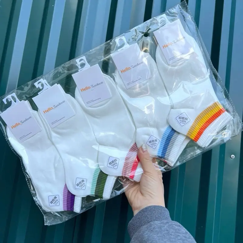 Set 5 đôi cổ ngắn tổng hợp màu trắng cotton kháng khuẩn thấm hút mồ hôi tốt MOHALI SVN069 3