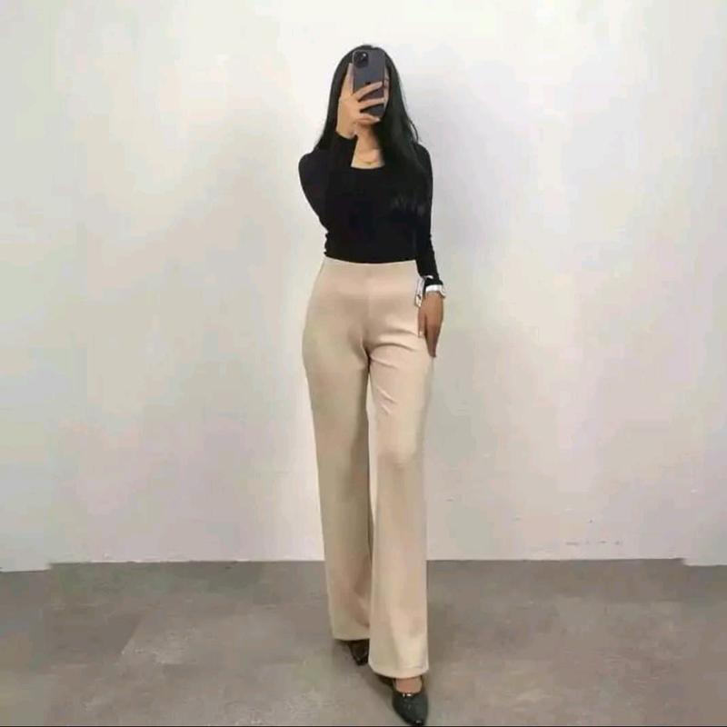 Flare pants  highwaist scuba kulot cutbray Celana Panjang Standar JUMBO 4