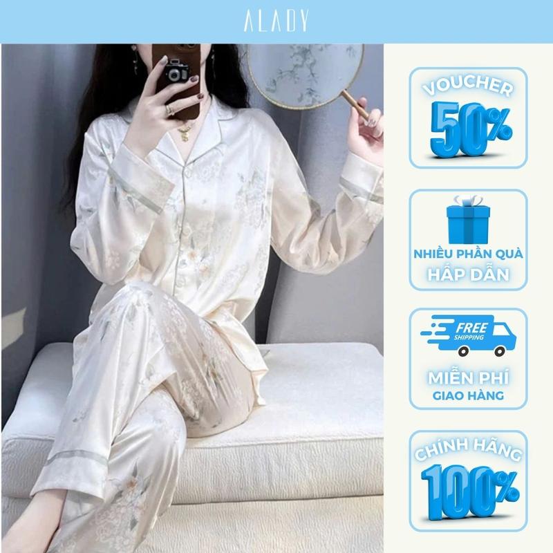 ALADY TD007 - Đồ bộ Pijama Tay Dài chất liệu lụa Latin Cao Cấp trơn mịn mềm mại nhẹ nhàng Quần Ngủ Áo Ngủ