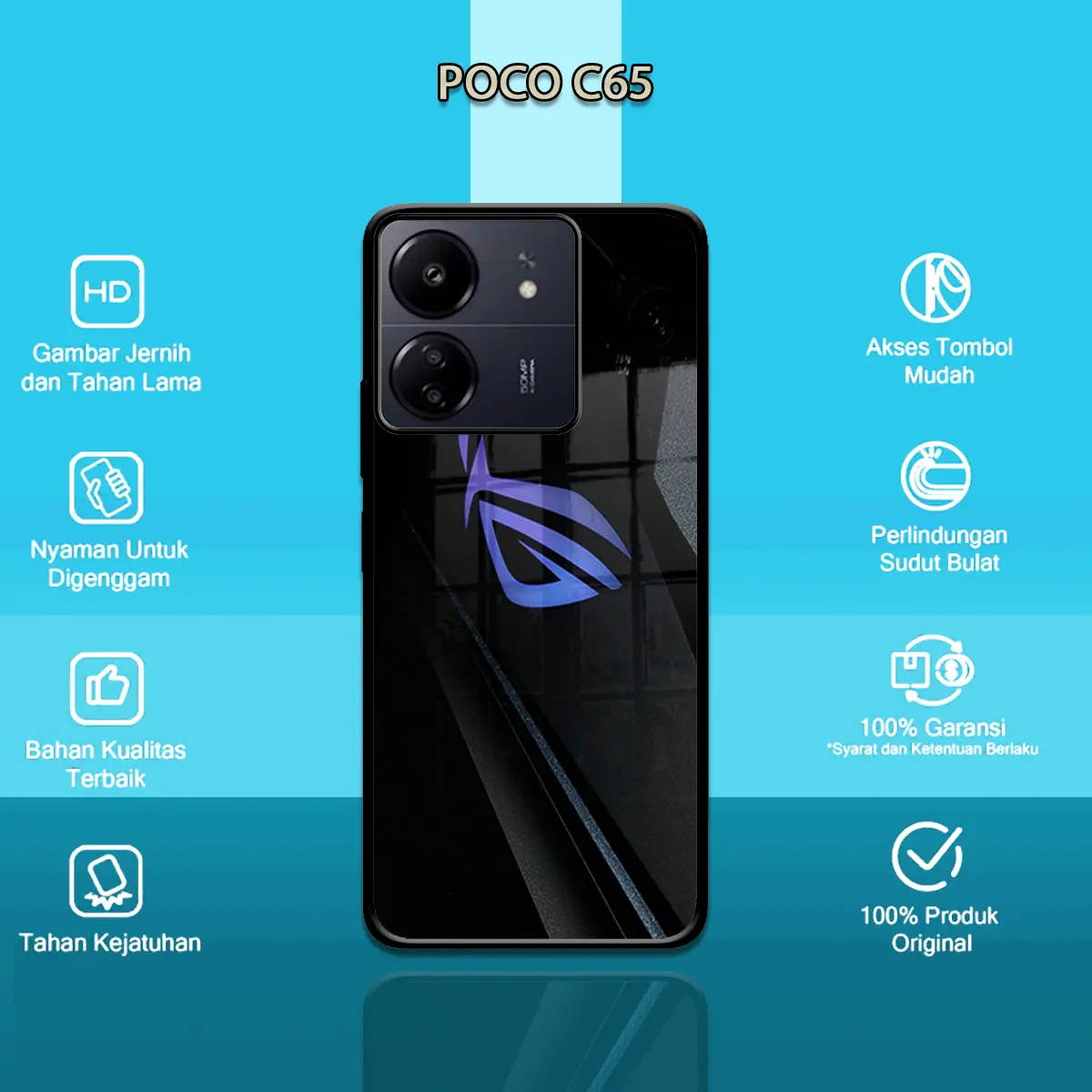 Softcase Glass Kaca Poco C65 motif Gamers Kilaucase