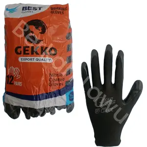 GEKKO GRIP Sarung Tangan Safety Lapis Nitrile Antislip HITAM HITAM  harga 1 pasang Glove