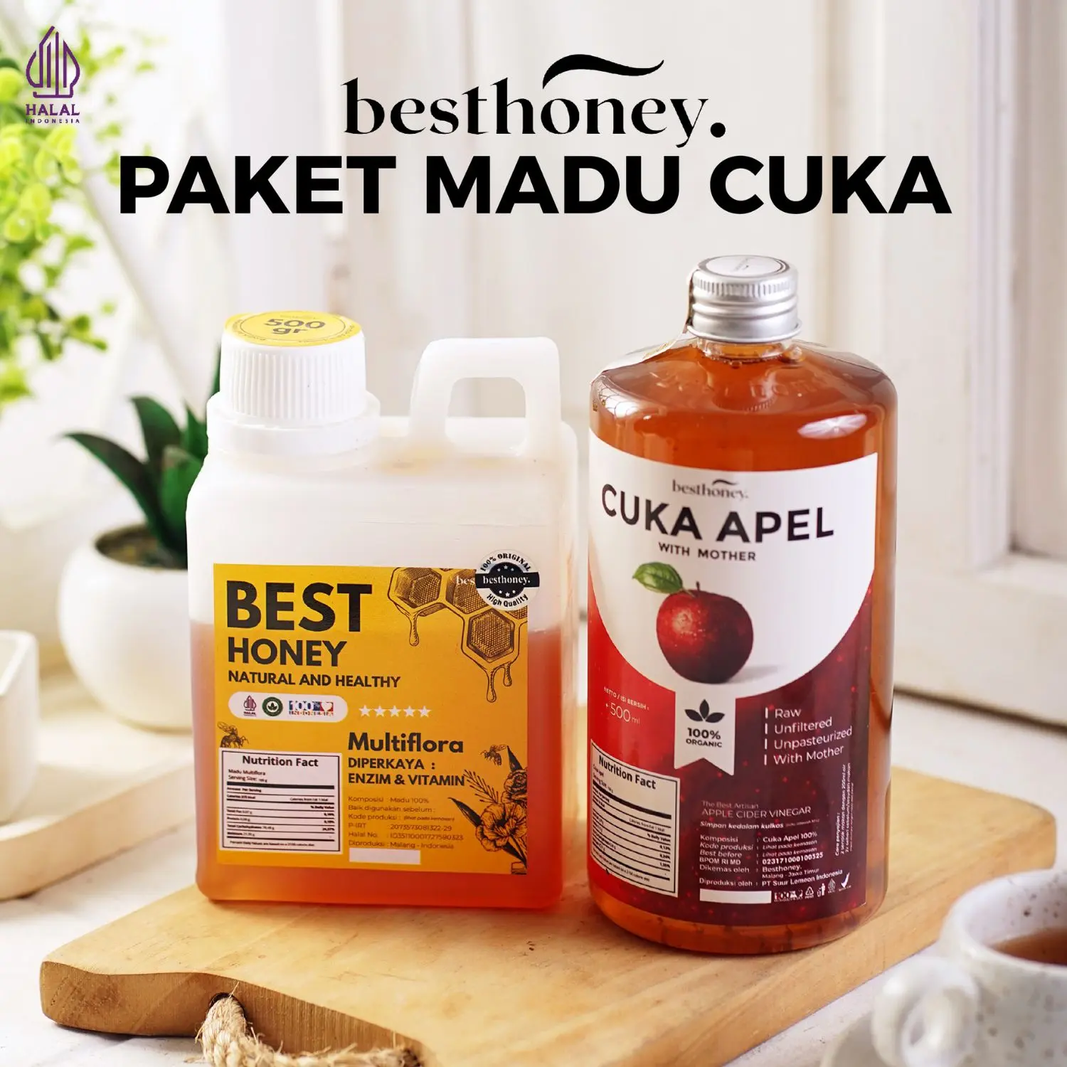 Paket Bundling Sehat - Cuka Apel 500 ML dan Madu Multiflora 500GR