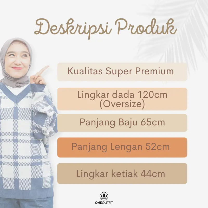 Oneoutfit Sweater Rajut Wanita Premium Terbaru Motif Kotak Nola Oversize Bahan Knit Halus Lembut 8