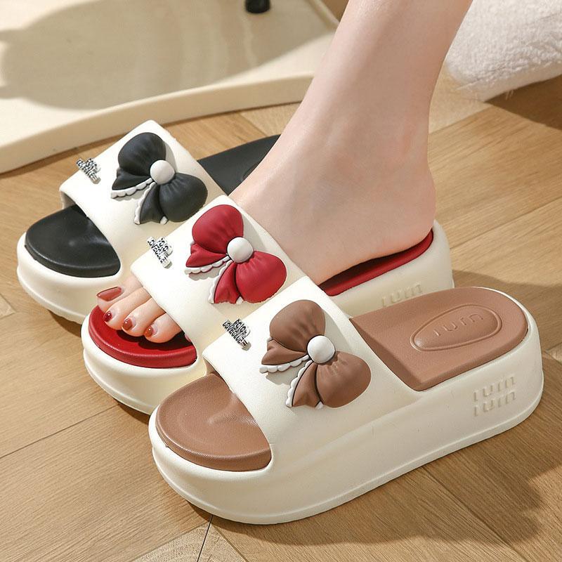 Dép lê nữ bản nơ dán bản đế 4cm, dép nữ thời trang mùa hè 2025, chất PU mềm dẻo, êm chân BTdep