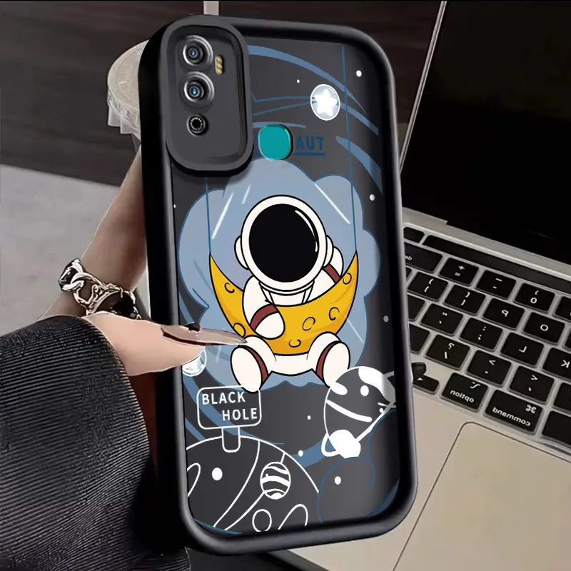 Casing Hp Infinix Hot 11 Play Hot 10 Play Hot 9 Play Case silikon anti drop astronot skateboard Casing ponsel HP imut kartun Softcase Kesing