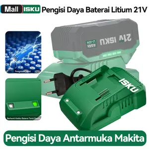 ISKU Charger Baterai Lithium 21V - Pengisian Cepat & Auto Stop, Chip Pintar, Anti Panas, Kompatibel 18V-21V | ISKU Fast Charger