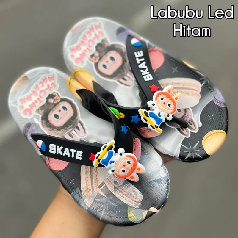 SANDAL JEPIT ANAK LED LABUBU LAMPU MENYALA KELAP KELIP LAKI LAKI PEREMPUAN SEO  Fashion  Karet 2