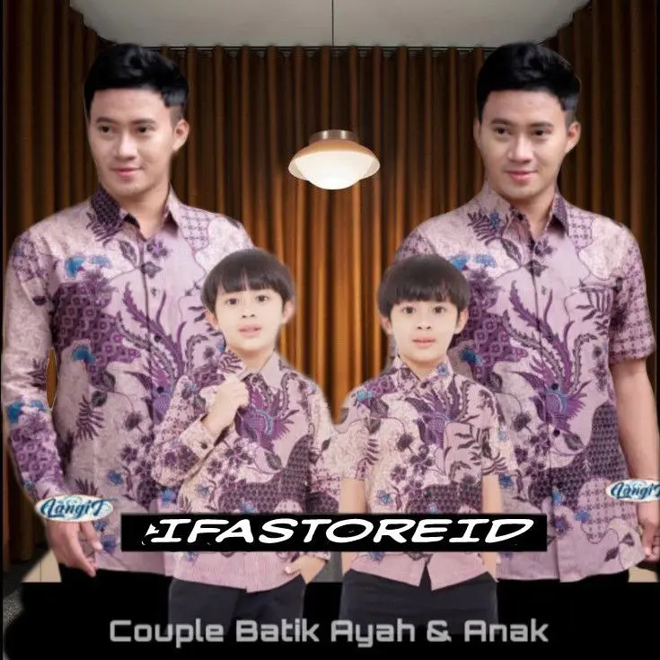 Kemeja Batik Pria Couple Kemeja Batik Anak Laki Laki Cowok Terbaru Motif Ungu Lilac