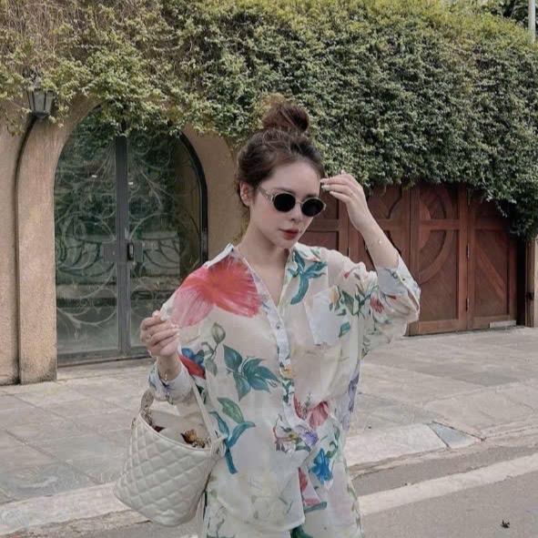 Live BỘ SƠ MI VOAN HOẠ TIẾT HOA LÁ ÁO VOAN MỎNG+QUẦN CÓ LÓT bigsize 48-90kg