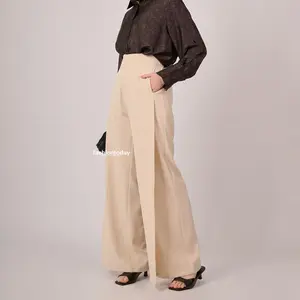Jema Pants - Celana Panjang Wanita Straight High Waist Premium Raya Exclusive Fashiontoday Raya Details Slit Samping - Bisa Sampai Big Size S/M, L/XL 90kg Fashiontoday