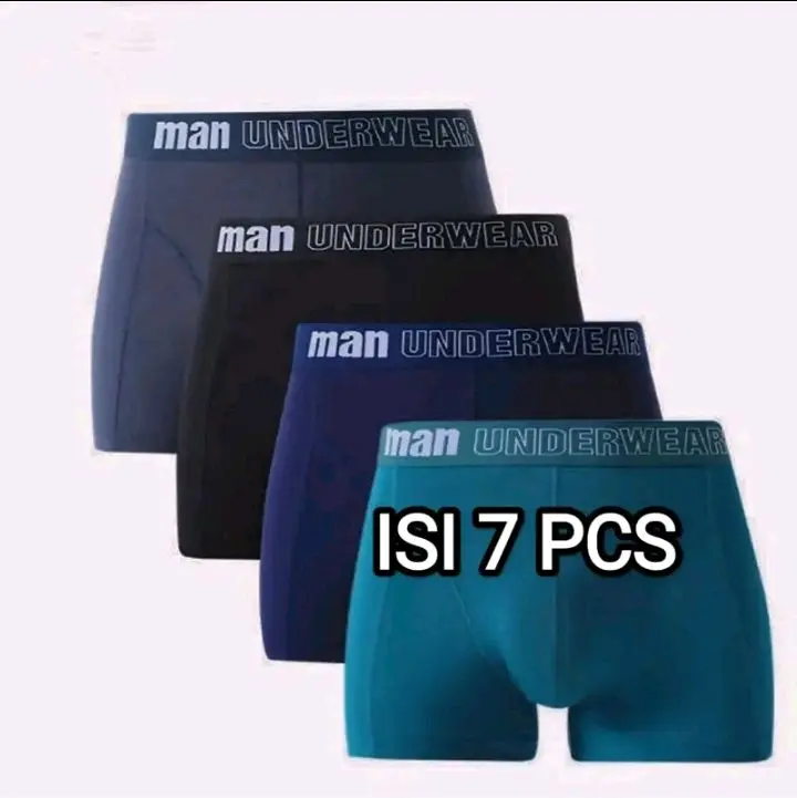 paket hemat isi 7 pcs celana dalam UNDERWEAR celana dalam pria dewasa bahan katun lembut nyaman dipakai terlaris Boxer Cowok Karet Hitam Pendek