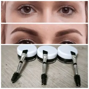 Henna Alis Termasuk Kuas - Warna Black dan Dark Brown Natural Tanpa Sulam Alis