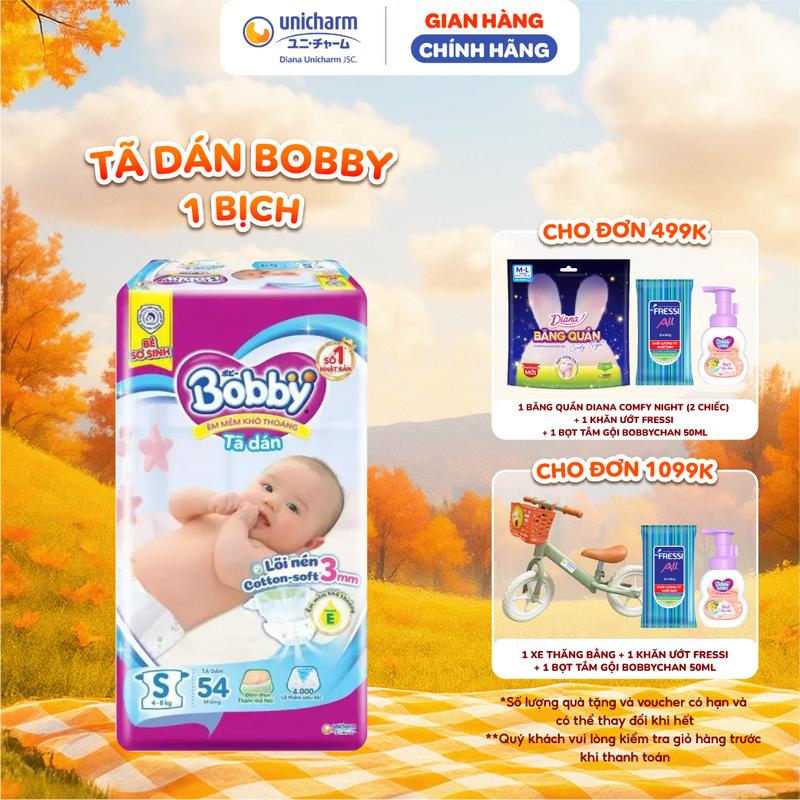 Tã dán sơ sinh Bobby mới- Lõi nén cotton-soft 3mm
