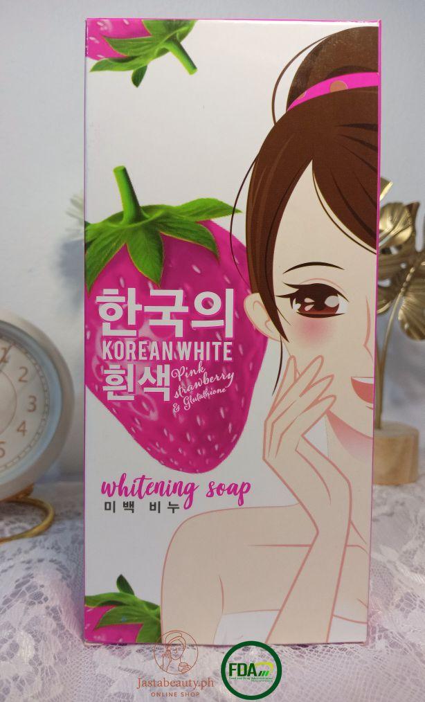 Korean White Pink Strawberry & Glutathione Whitening Soap 3pcs in a box