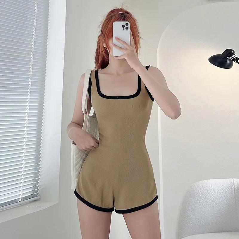 Product Introduction of Áo Jumpsuit Quần Thường Ngày Cho Nữ, Hàng Mới Về, Có Dây Đeo Và Viền Màu Tương Phản, Dáng Ôm, Thời Trang, Quần Đùi Áo Jumpsuit Quần Thường Ngày Quần Áo Tập Yoga Thể Thao 12