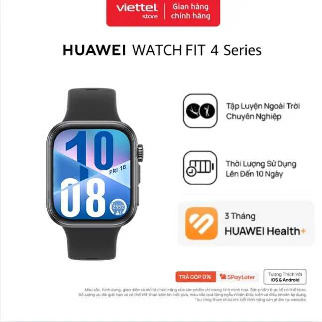 Đồng Hồ Thông Minh HUAWEI WATCH FIT 4 Chính hãng | Mỏng Nhẹ | Thể Thao & Sức Khỏe | Lên Đến 10 Ngày Sử Dụng| ECG*