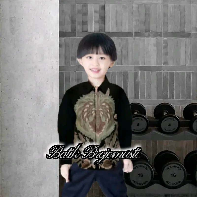 Kemeja Batik Ayah dan Anak Laki-laki Lengan Panjang Usia 2-12thn Motif Hijau Seragam Kain Katun Baju Pria Pendek Hem Hitam Couple Atasan Keluarga Dewasa 3