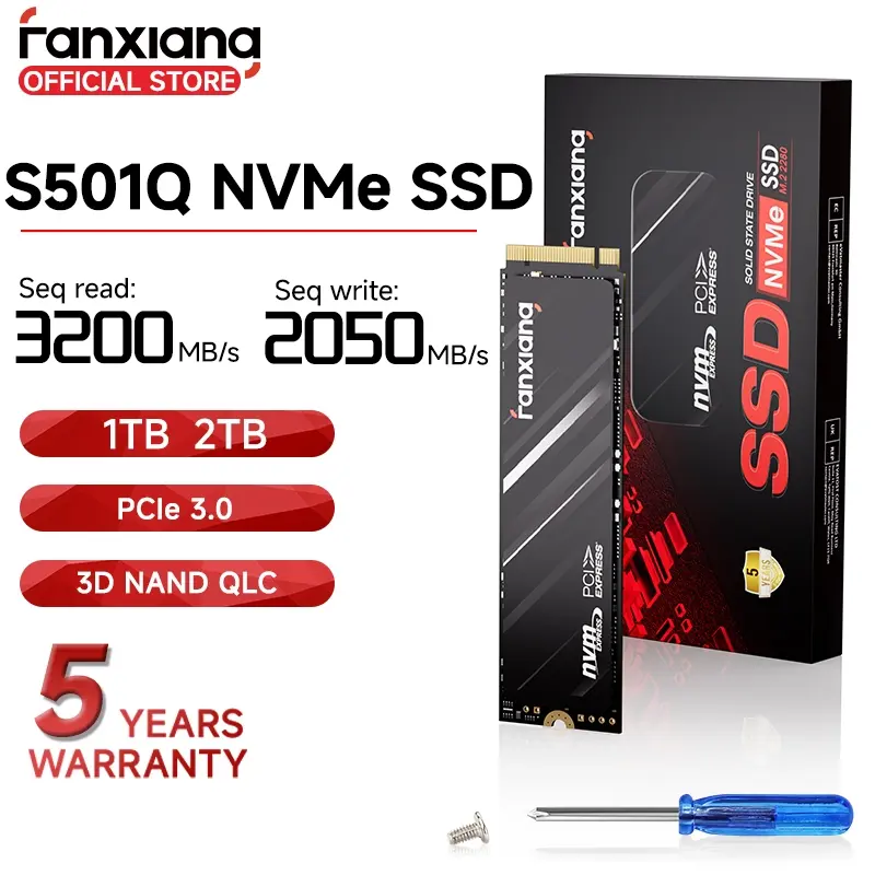 Fanxiang S501Q Ổ cứng thể rắn M.2 NVMe SSD,có sẵn trong 1TB, 2TB và 512GB, tương thích với máy tính xách tay và máy tính PC, QLC PCIe 3.0, ổ đĩa thể rắn