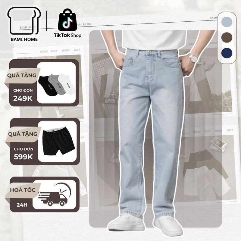Quần jean nam MAGIC BAMI HOME, quần baggy jean ống suông, chất vải jean cotton đứng form, dễ phối đồ QJ07