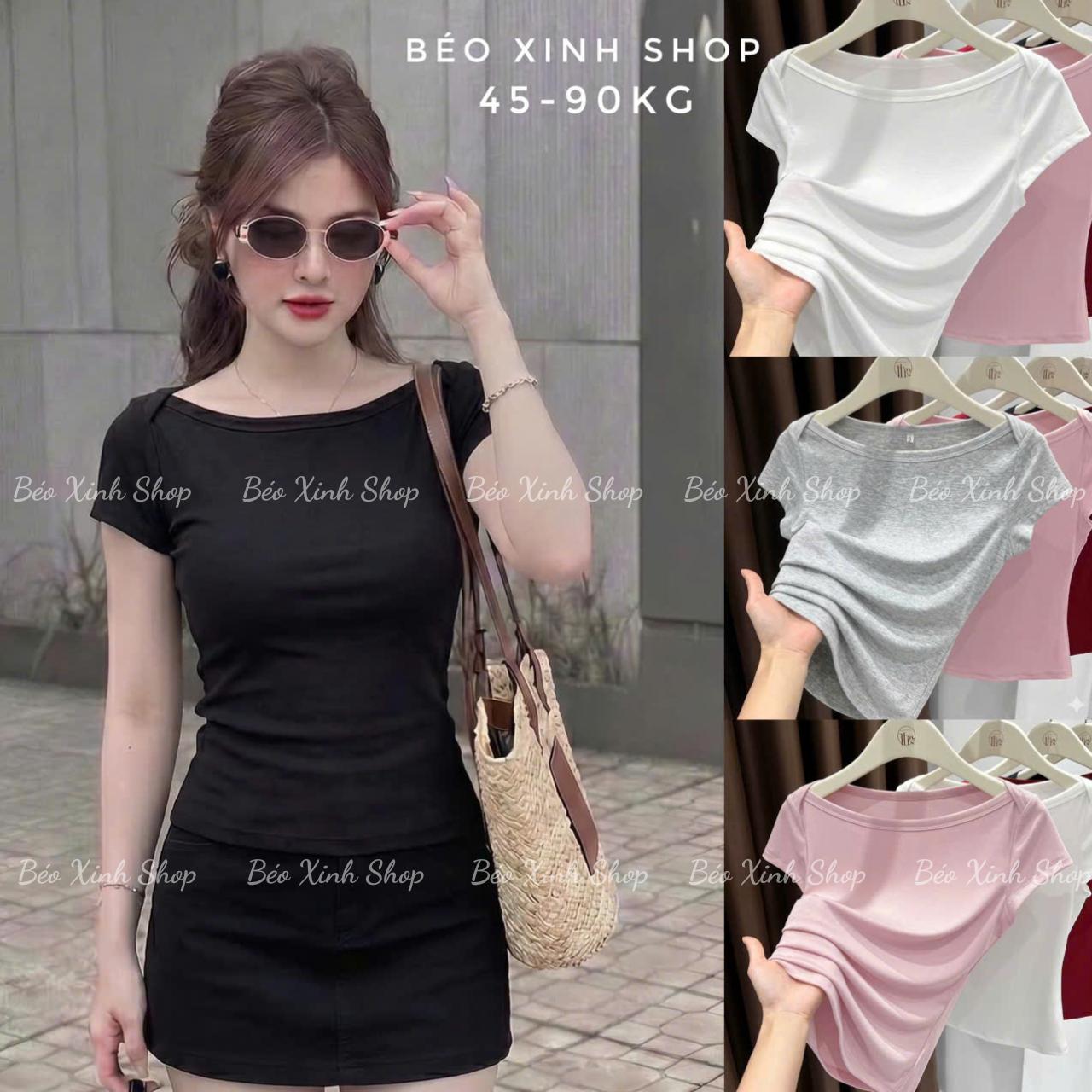 Áo Thun Nữ Trễ Vai Phối Tay Ngăn (From Ôm Body Chất Borit Cotton) Cao Cấp Thanh Lịch Trẻ Trung Cho Nàng Bigsize 45–90kg - B.1810