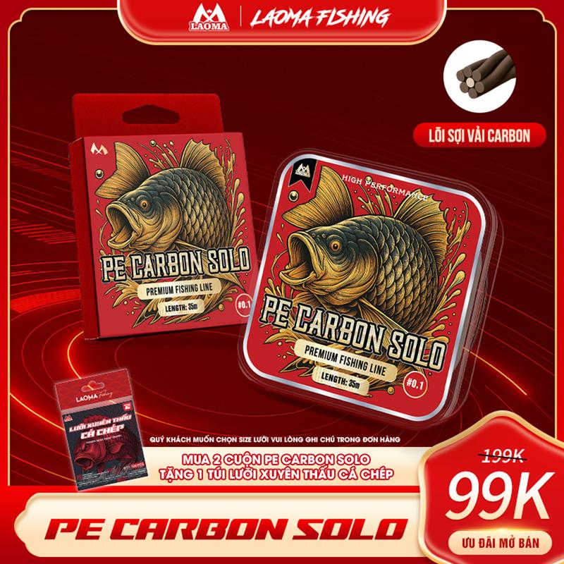 PE CARBON SOLO - DÂY PE LÕI SỢI VẢI CARBON - 35M - Dây thẻo câu đài - LAOMA FISHING