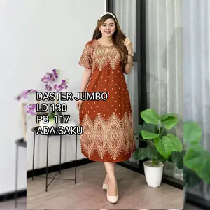 Daster Rayon Motif Fira Jumbo Lengan Pendek Busui Resleting Depan Ld 130