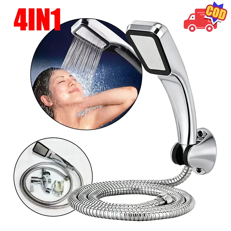 4 In 1 Paket Shower Kamar Mandi Dan Kran Shower Cabang 300 Lubang Komplit Set Kran Mandi Shower Head Anti Bocor & Tekanan Kuat Pemasangan Mudah