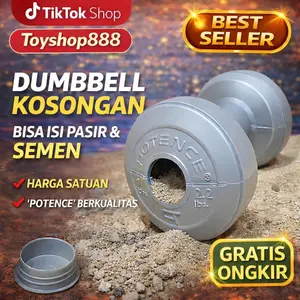 POTENCE Barbel Dumbbell kosongan tanpa isi warna silver 1 PCS (sudah plus tutup) dumbel kosongan potence