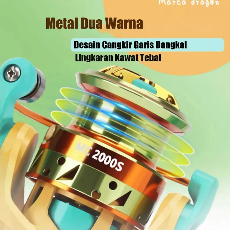 MC Reel Pancing 1000 - 3000 / Tarikan Pancing Ikan Logam CNC / Ril Pancing Memancing Rasio Gear 5.2:1 Max Drag 10KG 3