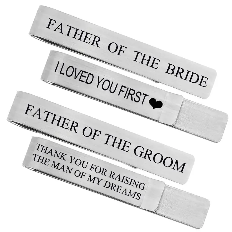 1 Piece Stainless Steel Tie Clip Wire Drawing Men's Jewelry Wedding Gifts Accessories Groomsman Black Laser Marking