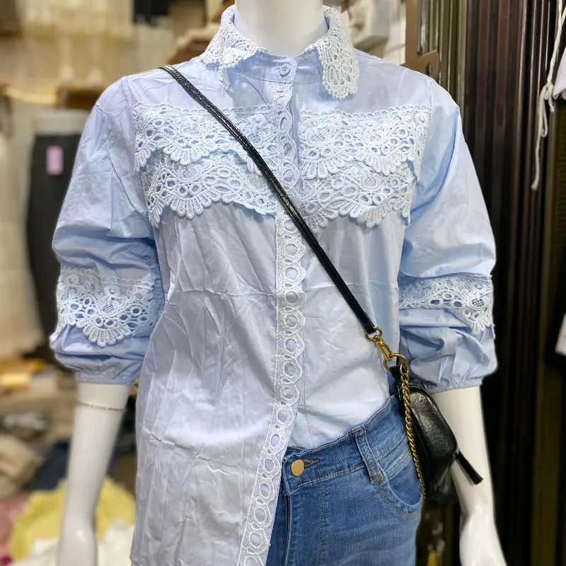 Atasan Kemeja katun prem  import bkk krah renda  Ld116 Pb 67 2