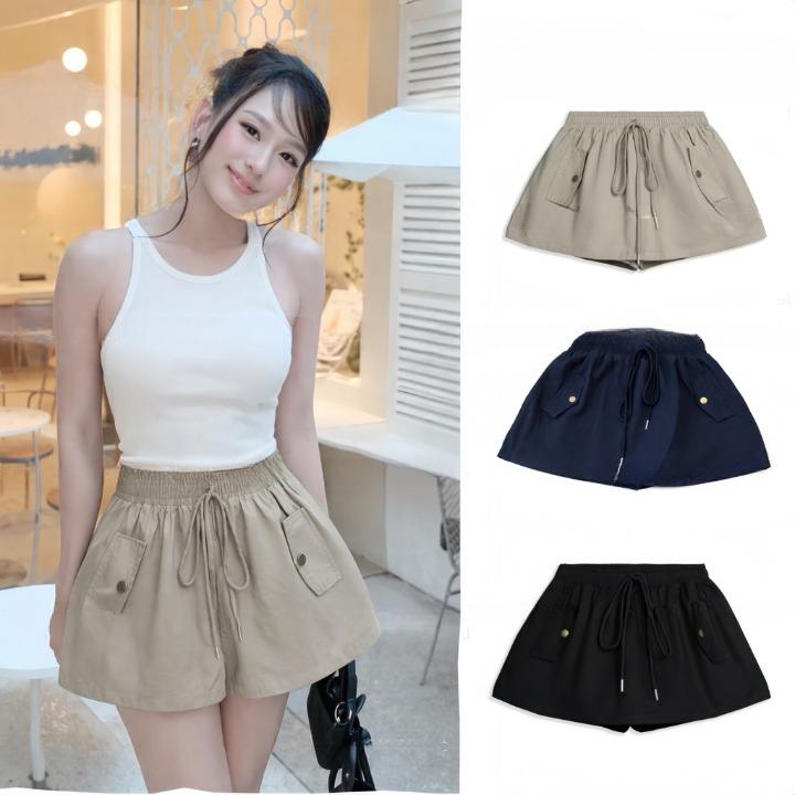 _Mở Bán_Chân Váy Thô Kaki Mềm Dáng A Xoè Nhẹ có Nắp Túi 2 bên,Chân Váy Cạp Chun có quần bảo hộ 3 MÀU