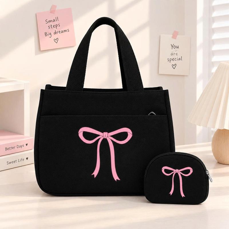 Túi xách mini đa năng đựng vừa hộp cơm mỹ phẩm bằng vải xách tay tiện lợi có khoá miệng - Nữ - Bag-Tặng ví cầm tay Tote Chữ Nhật Hình Chữ Nhật