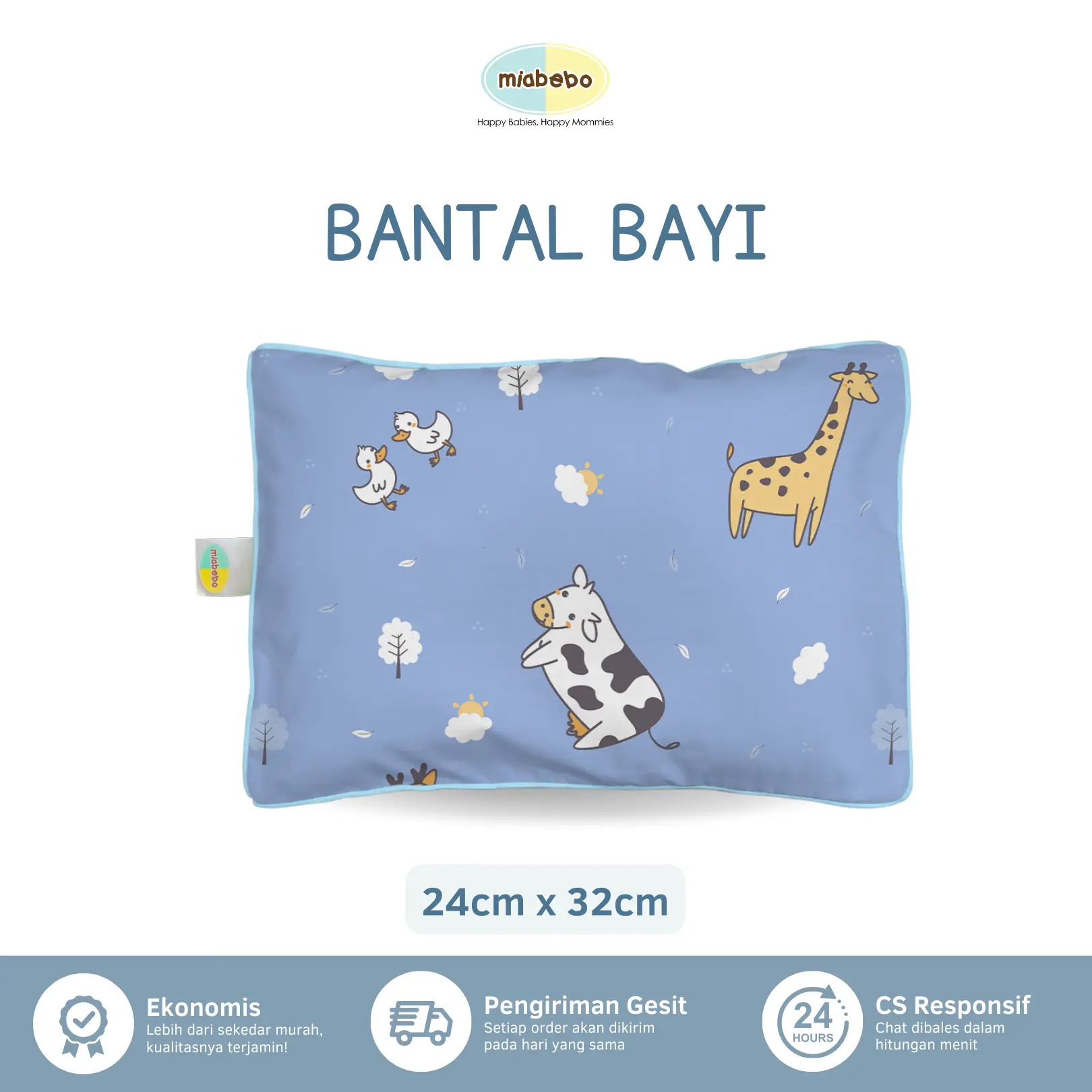 Miabebo Bantal Tidur Bayi Lucu + Sarung