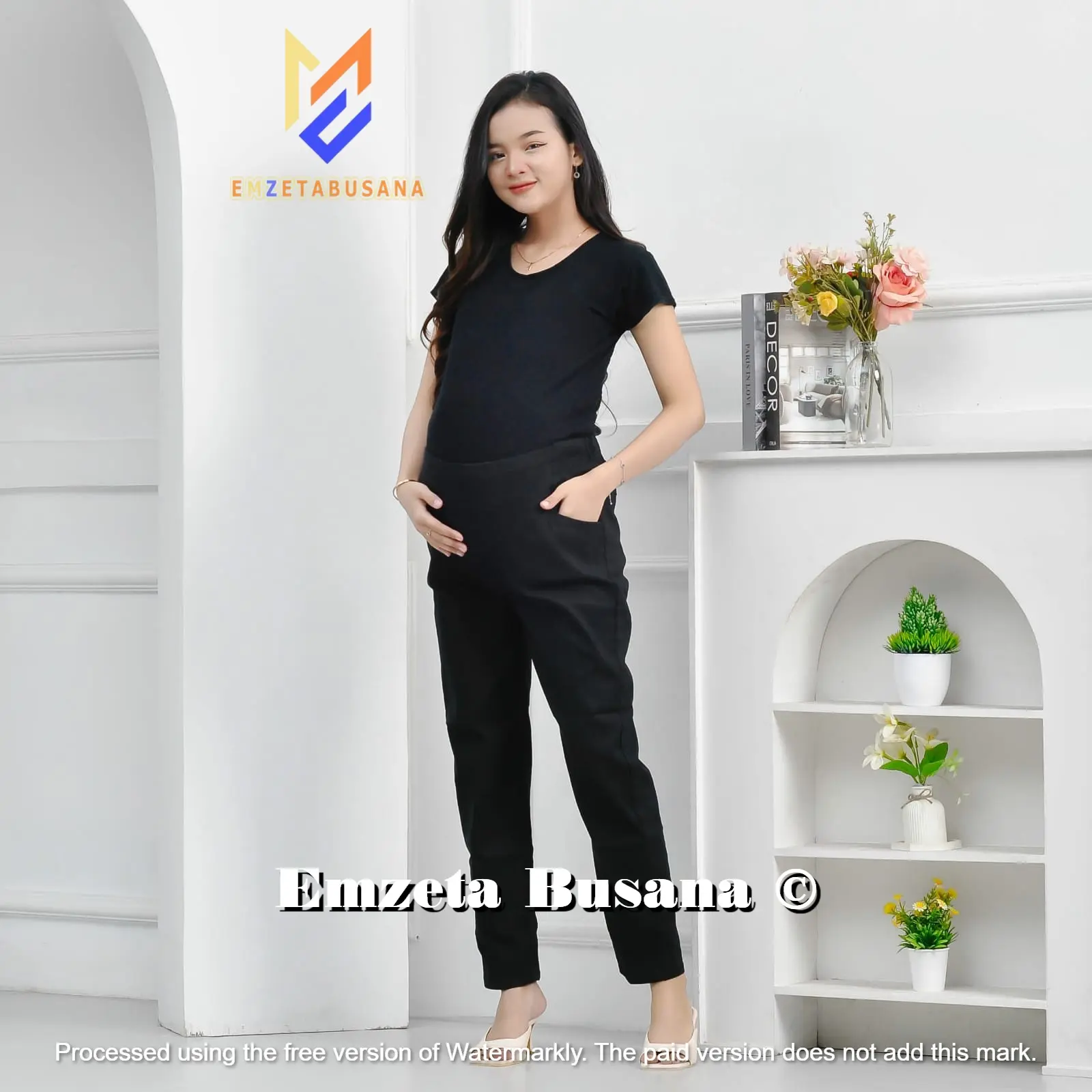 Celana Hamil Kerja Wanita Twill Cotton Combad Premium Celana Bumil Kantong Perut Combed Ibu maternity clothes celana ibu hamil