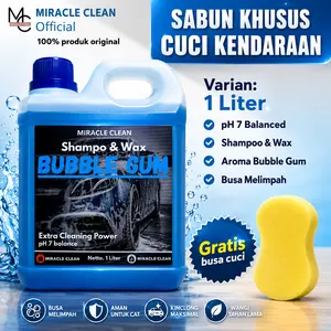 Miracle Clean Sabun Shampo Wax Cuci Kendaraan Motor Mobil Ph Netral Aman Untuk Body Kendaraan Ukuran 1 liter Aroma Bubble Gum Free Busa Cuci