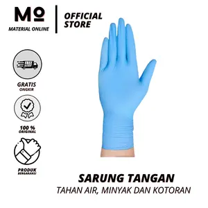 Sarung Tangan Nitrile 2 PCS  1 Pasang Anti Minyak Kotoran Tebal Tangguh Ukuran All Size biru PVC Tahan Air Minyak dan Kotoran