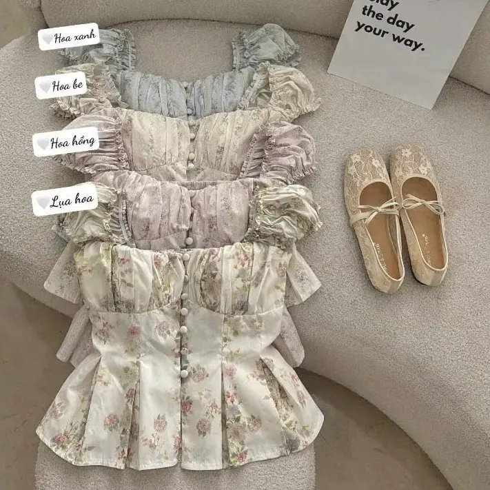 Áo Babydoll Kiểu Nữ Tay Bồng (Có Mút V1) Chun Lưng Chiết Eo Dáng Bồng Xoè Công Chúa Kimee - KA664 | BigBuy360 - bigbuy360.vn
