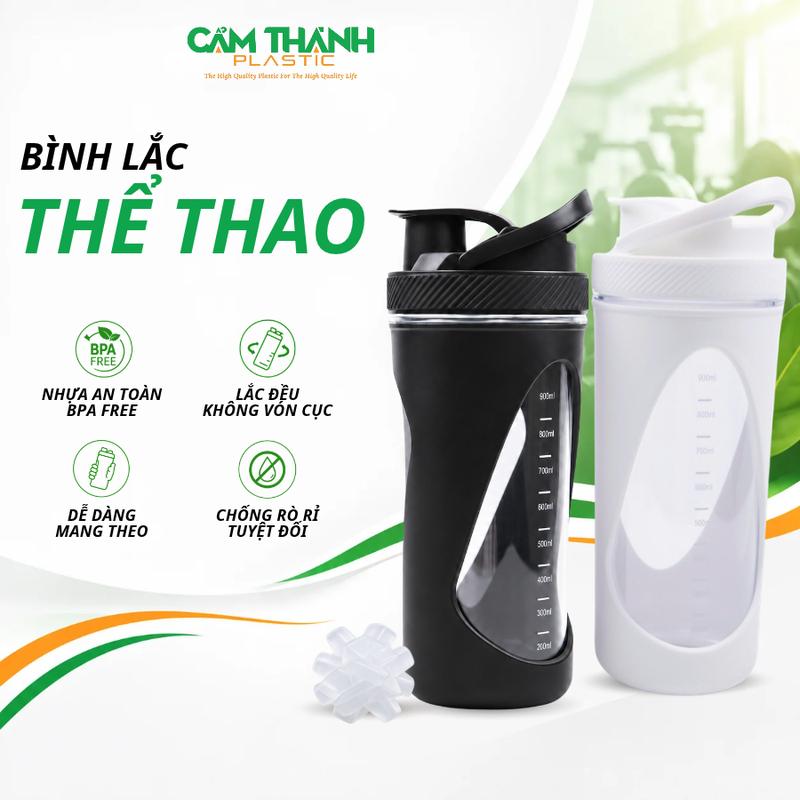 Bình Shaker Cẩm Thành AERO 1180ml Có Bi Lắc, Bình Lắc Protein Tập Gym - K09
