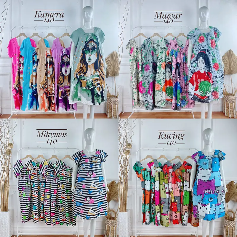 5pcs Daster Kekinian Wanita Dress Fuji Motif Busui Rayon Bumil Panjang 1